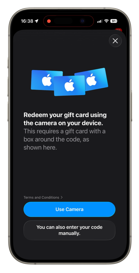 Choose how to enter the offer code