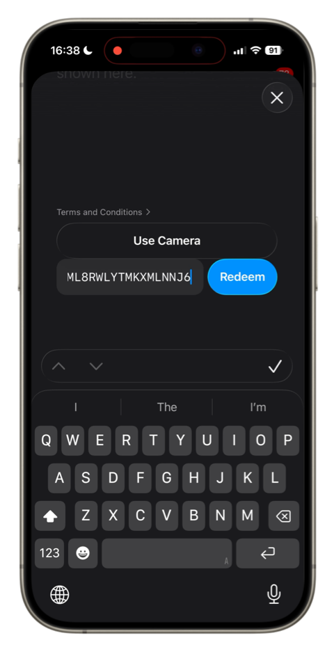 Enter the App Store offer code on iPhone